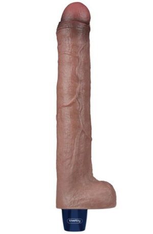 Real Softee Vibrating Dildo Brown 26,5 cm - Vibruojantis dildo 1