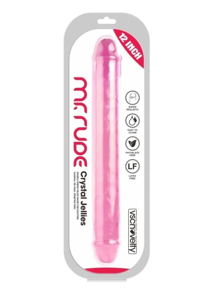 Realistic Penis Crystal Jellies Pink 30,5 cm - Dvigubas dildo 3 [full]