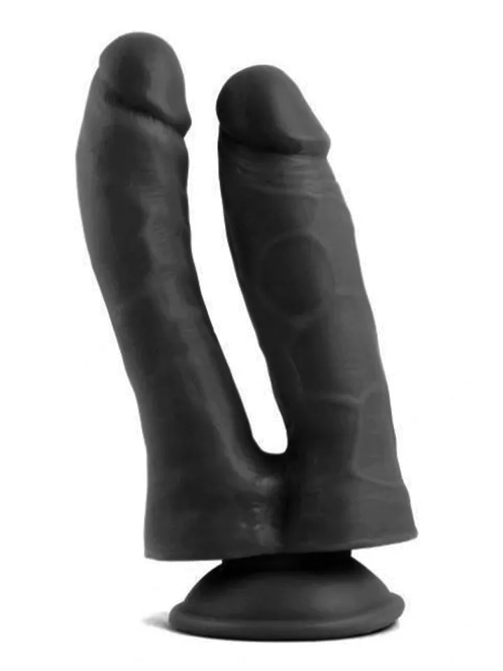 Realistic Penis Double Penetration Black 18,5 cm - Dviguba dildo dozė 1 [full]