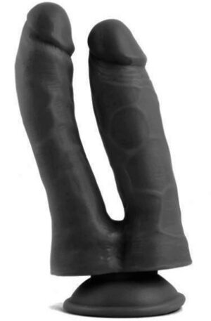 Realistic Penis Double Penetration Black 18,5 cm - Dviguba dildo dozė 1