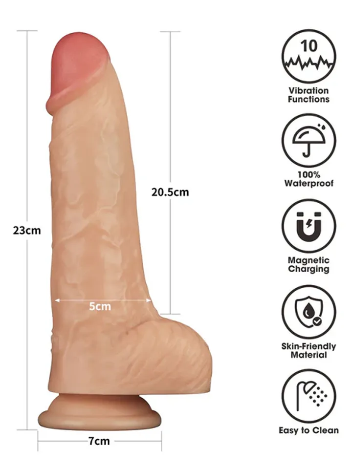 Realistic Vibrating Power Cock 23 cm - Vibruojantis dualdildo 3 [full]