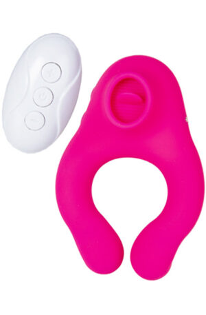 Remote Controlled Vibrating Licking Cock Ring Pink - Vibruojantis gaidžio žiedas 1