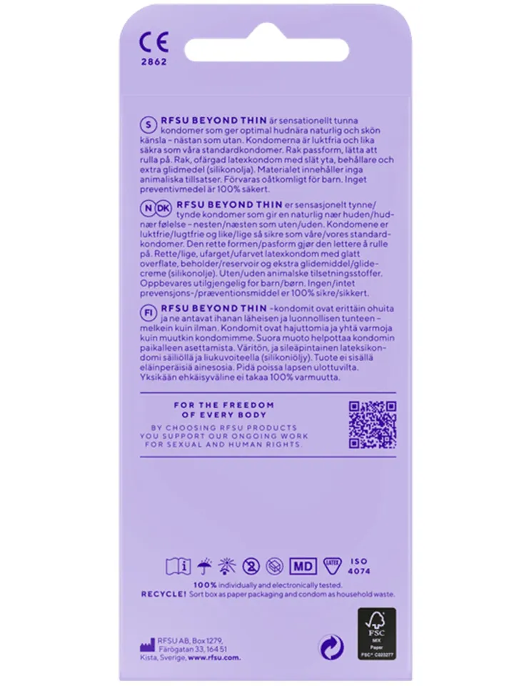 RFSU Beyond Thin Kondomer 10-pack - Papildomi ploni prezervatyvai 2