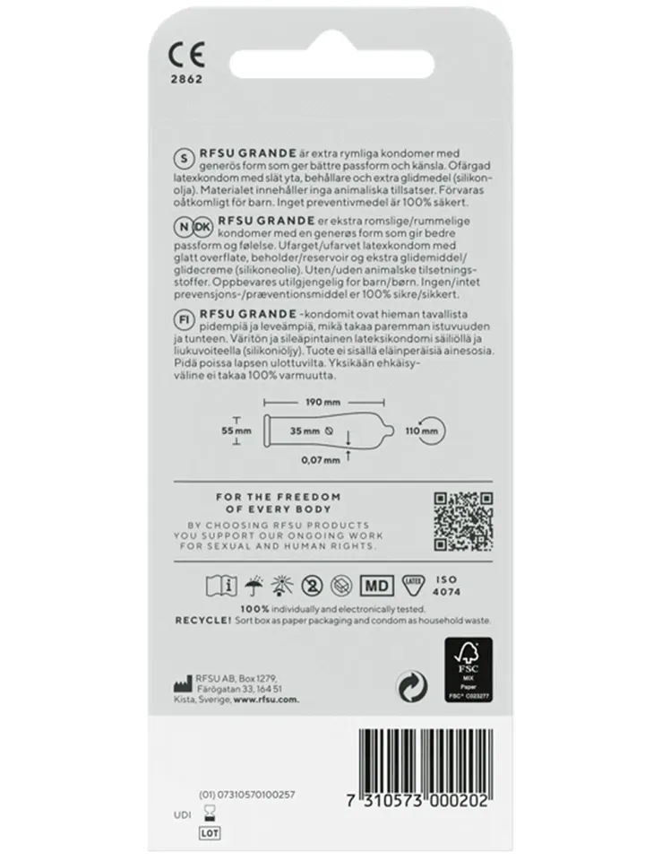 RFSU Grande Kondomer 10-pack - Dideli prezervatyvai 2