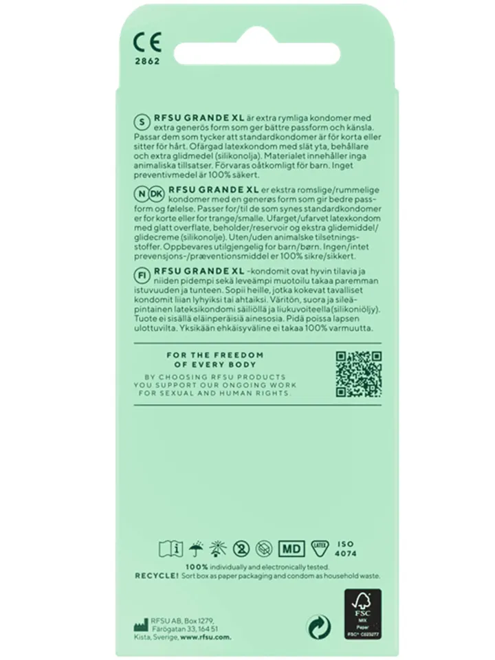 RFSU Grande XL 10-pack - Ypač dideli prezervatyvai 2
