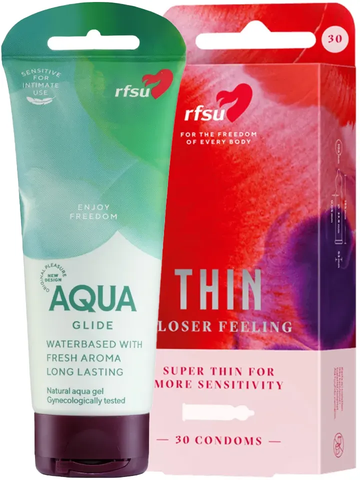 RFSU Thin 30-pack + Aqua Glide 100ml - Pasiūlymai 1