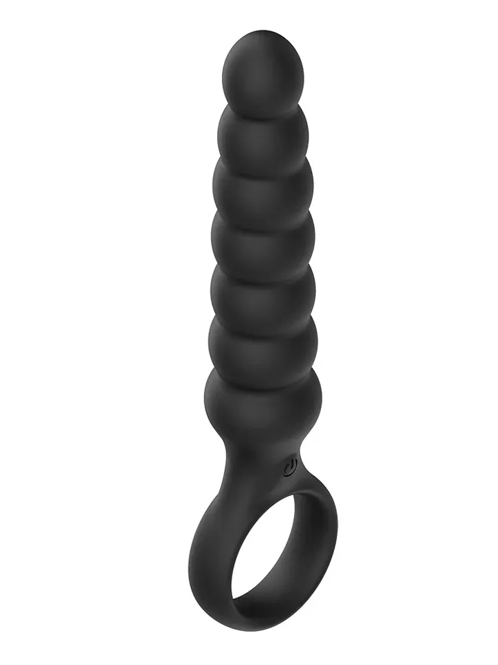 Ribbed Anal Plug With Vibrations Black - Vibruojantis analinis kištukas 3 [full]
