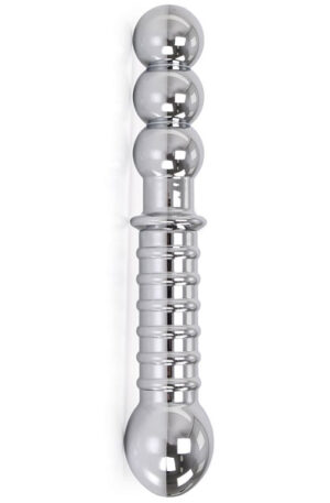 Ribbed Double-ended Steel Dildo 19cm - Plieno dildo 1