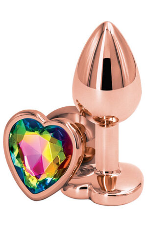 Rose Gold Rainbow Heart Small - Analinis kaištis metalinis 1