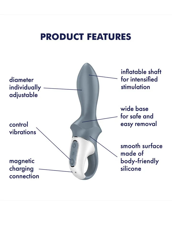 Satisfyer Air Pump Booty 1 Grey - Vibruojantis analinis dildo 2 [full]