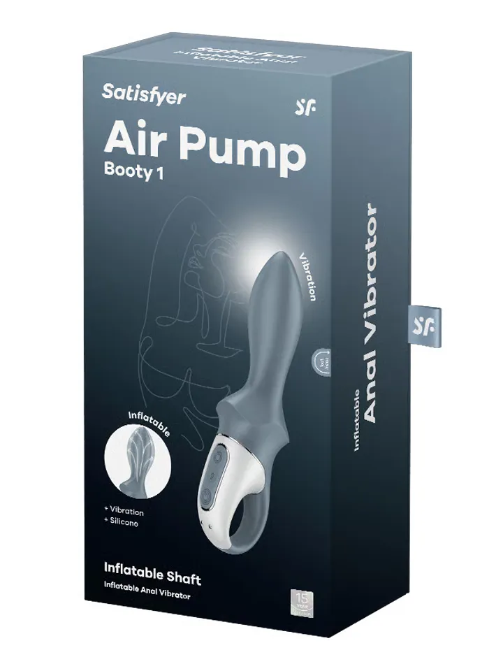 Satisfyer Air Pump Booty 1 Grey - Vibruojantis analinis dildo 5 [full]