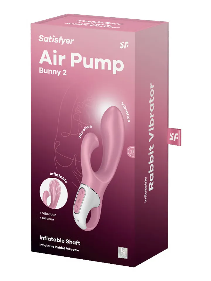 Satisfyer Air Pump Bunny 2 Light Red - Triušio vibratorius 5 [full]