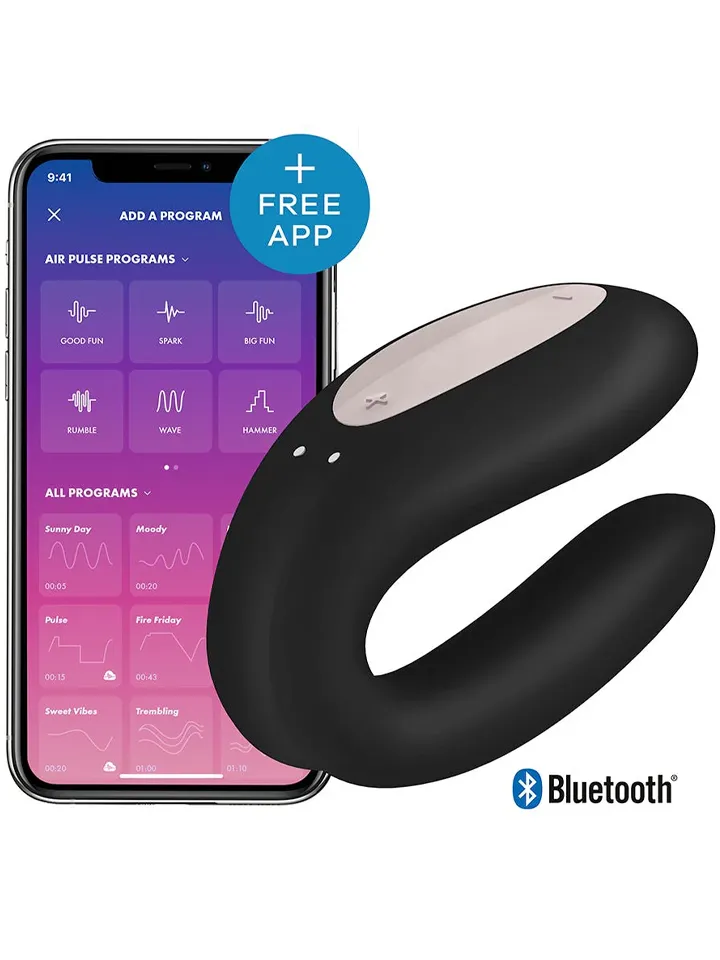 Satisfyer Double Joy Connect App Black - APP kontroliuojamos poros vibratorius 1
