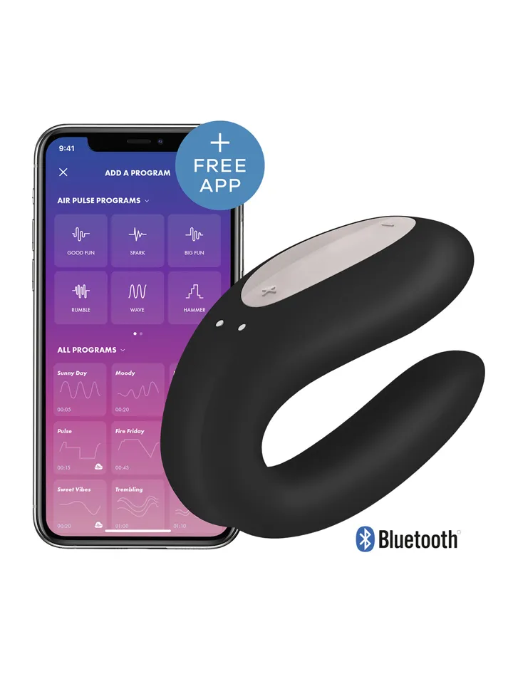 Satisfyer Double Joy Connect App Black - APP kontroliuojamos poros vibratorius 1 [full]