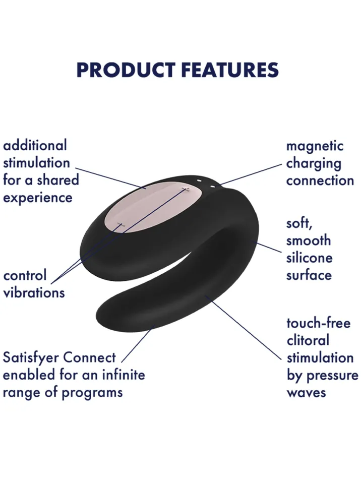 Satisfyer Double Joy Connect App Black - APP kontroliuojamos poros vibratorius 2