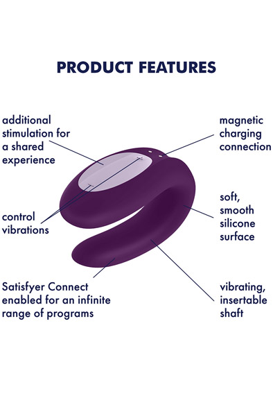 Satisfyer Double Joy Purple - APP kontroliuojamos poros vibratorius 2