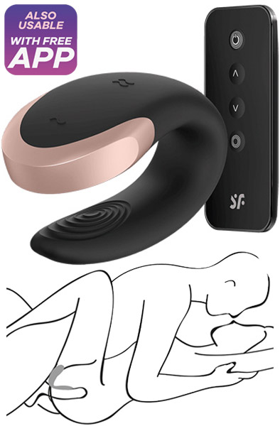 Satisfyer Double Love Black - APP kontroliuojamos poros vibratorius 2