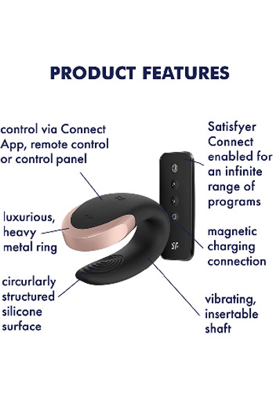 Satisfyer Double Love Black - APP kontroliuojamos poros vibratorius 3