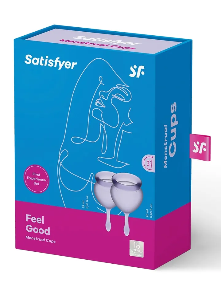 Satisfyer Feel Good Menstrual Cup Set Lila - Menstruaciniai puodeliai 2 [full]