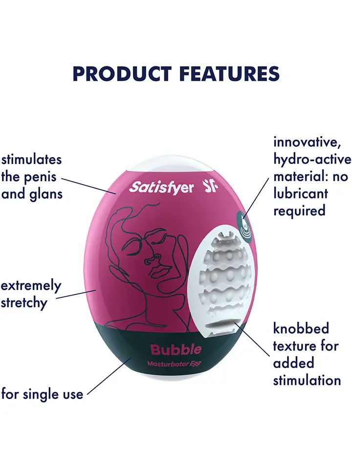 Satisfyer Masturbator Egg Bubble 3-pack - Ridenti kiaušinius 2