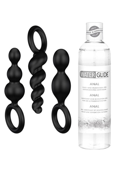 Satisfyer Plugs 3st svarta + Glidmedel Anal 300ml - Pasiūlymai 1