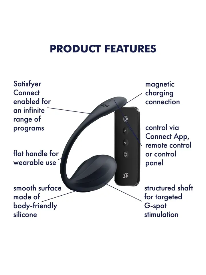Satisfyer Ribbed Petal App Vibrator Black - APP kontroliuojamas vibruojantis kiaušinis 2 [full]