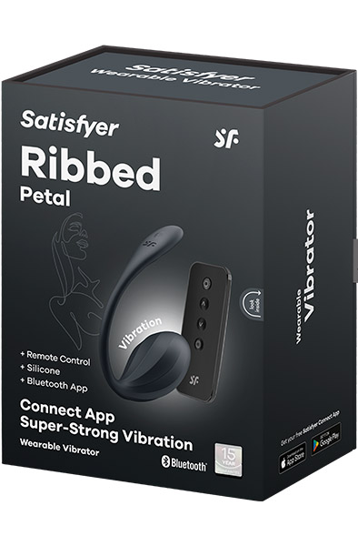 Satisfyer Ribbed Petal App Vibrator Black - APP kontroliuojamas vibruojantis kiaušinis 5