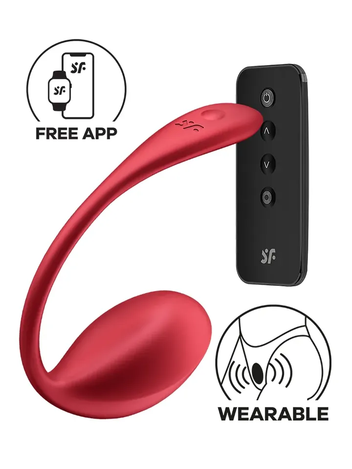 Satisfyer Shiny Petal Connect App Red - APP kontroliuojamas vibruojantis kiaušinis 1 [full]