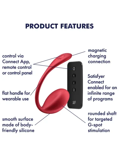 Satisfyer Shiny Petal Connect App Red - APP kontroliuojamas vibruojantis kiaušinis 2