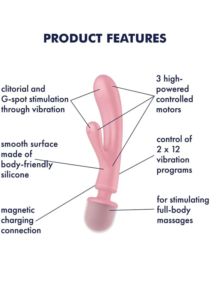 Satisfyer Triple Lover Pink - Stebuklinga lazdelė / masažo lazdelė 2