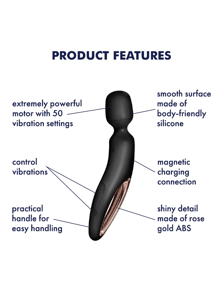 Satisfyer Wand-Erland Black/Rosegold - Stebuklinga lazdelė / masažo lazdelė 2 [full]