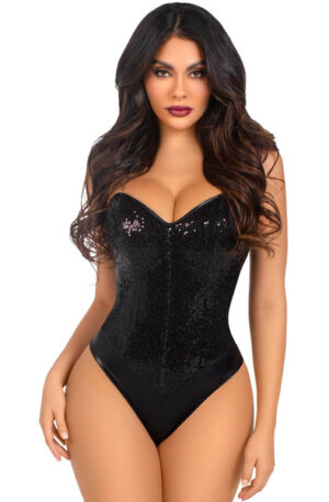 Sequin Boned Bodysuit Black - Bodžiai ir Žaismo kostiumai 1