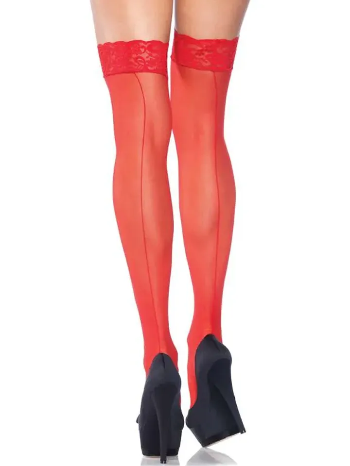 Sheer Backseam Stockings Red - Kojinės 1 [full]