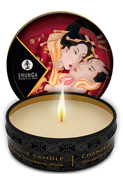 Shunga Erotic Art Massage Candle Sparkling Strawberry 30 ml - Masažo žvakės 2