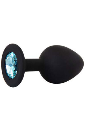 Silicone Plug With Gem Black/Blue Medium - Analinis kištukas 1