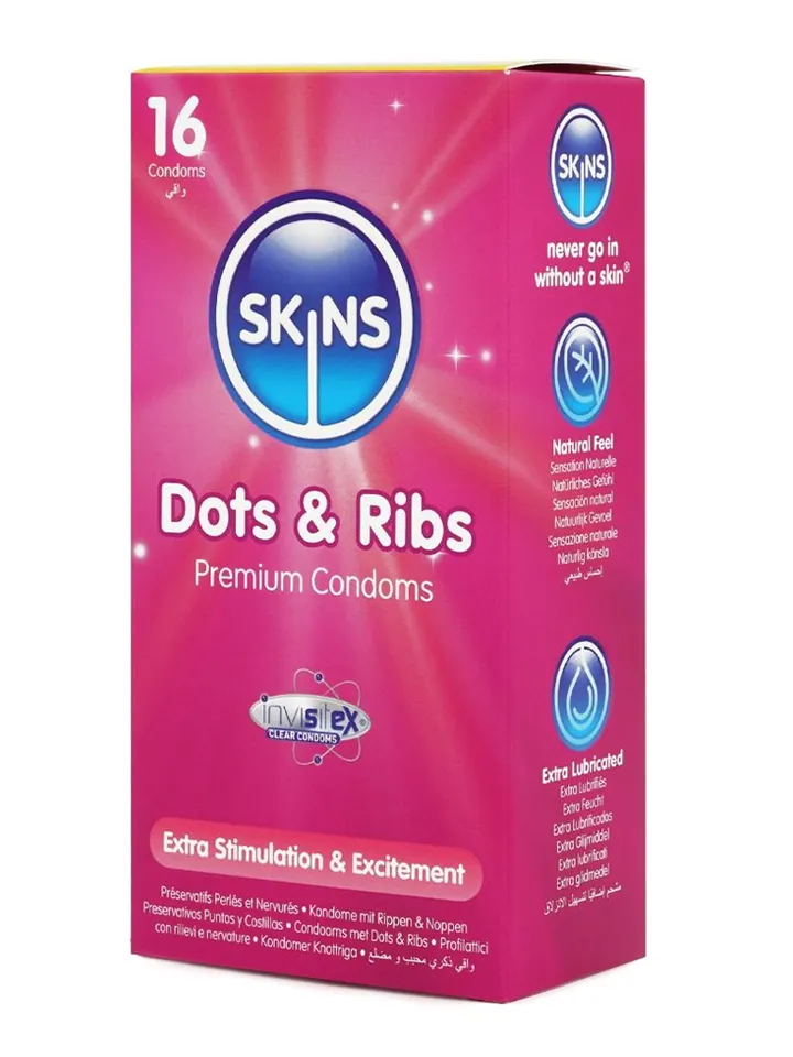 Skins Dots & Ribs Condoms 16-pack - Tekstūruoti prezervatyvai 1 [full]
