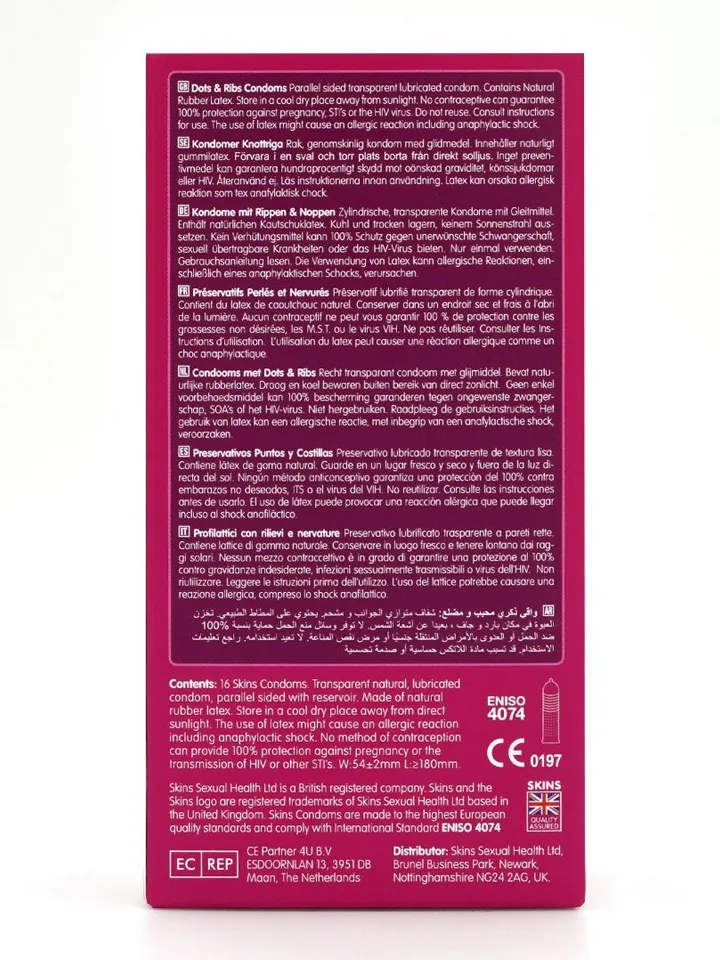 Skins Dots & Ribs Condoms 16-pack - Tekstūruoti prezervatyvai 3 [full]