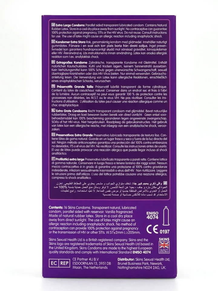 Skins Extra Large Condoms 16-pack - Ypač dideli prezervatyvai 3 [full]