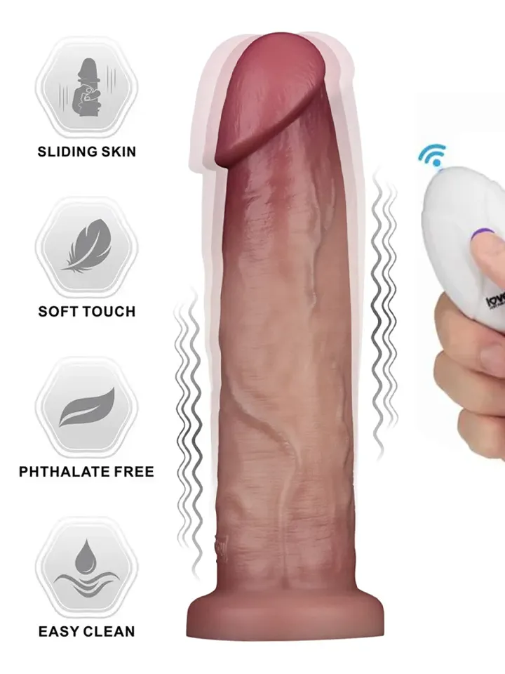 Sliding Skin Pro II Silicone Vibrating Dildo 22,7 cm - Vibruojantis dildo 1 [full]