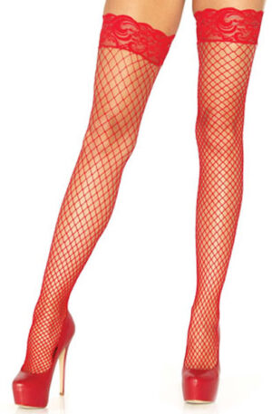 Stay Up Fishnet Thigh Highs Red - Kojinės 1