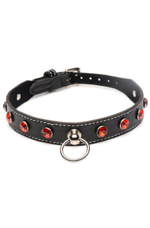 Strict Diamond Choker with O-Ring Black/Red - BDSM Dūsintuvas (Chokeris) 1