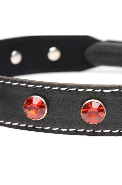 Strict Diamond Choker with O-Ring Black/Red - BDSM Dūsintuvas (Chokeris) 2