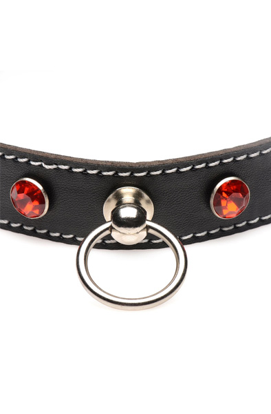 Strict Diamond Choker with O-Ring Black/Red - BDSM Dūsintuvas (Chokeris) 3