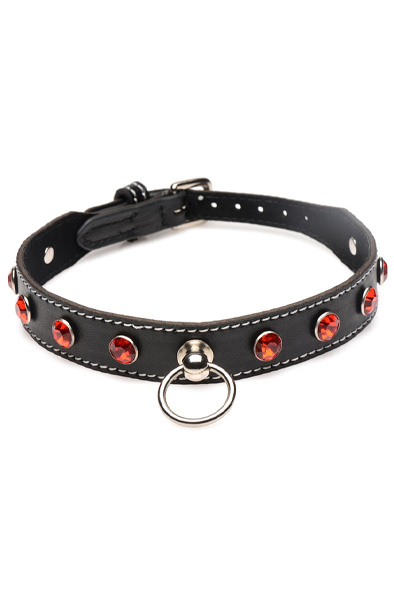 Strict Diamond Choker with O-Ring Black/Red - BDSM Dūsintuvas (Chokeris) 5