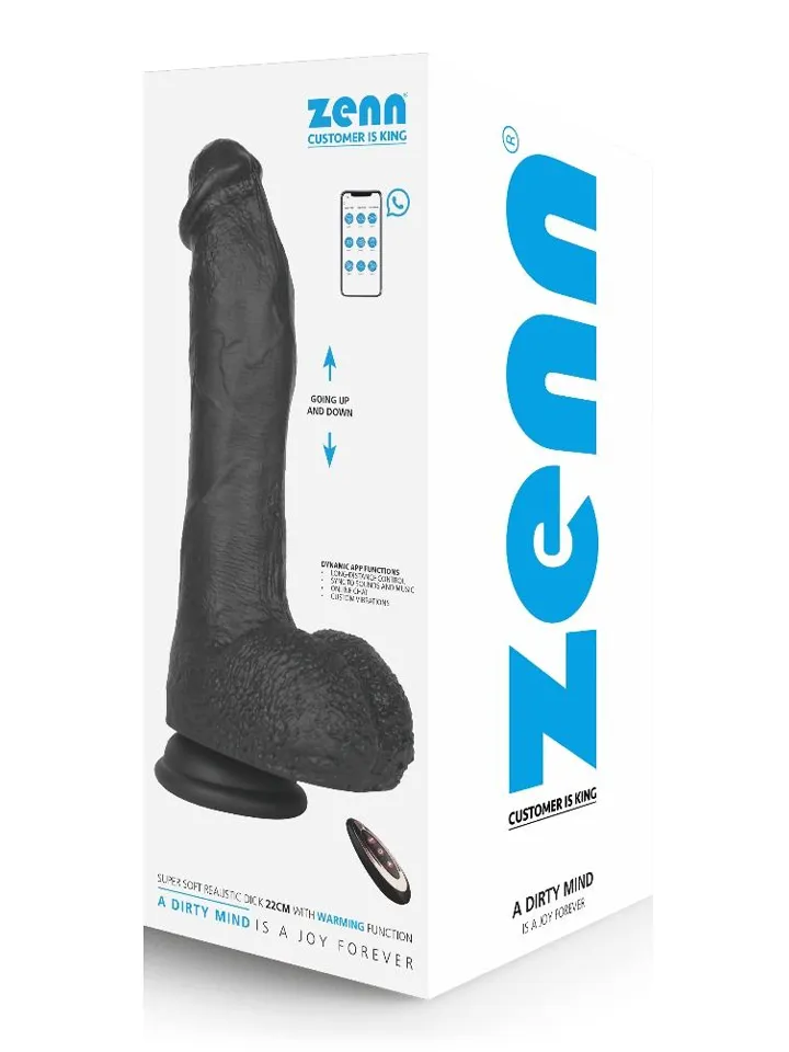 Super Soft Dildo With Heating Black 22 cm - Vibruojantis dildo 1 [full]