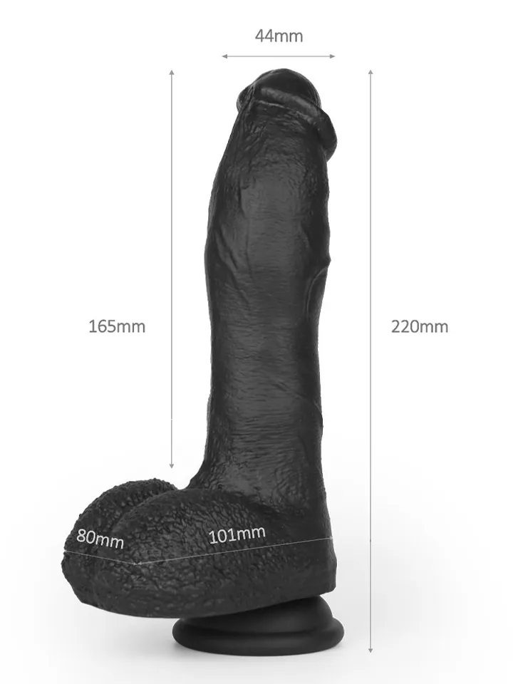 Super Soft Dildo With Heating Black 22 cm - Vibruojantis dildo 3 [full]