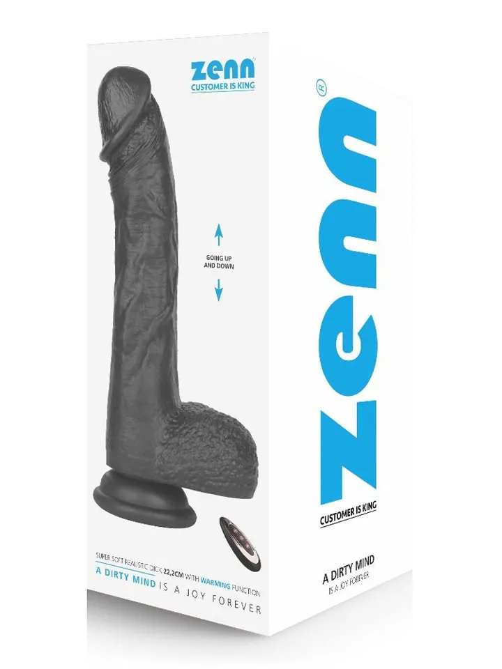 Super Soft Dildo With Warming Black 22,2 cm - Vibruojantis dildo 1 [full]