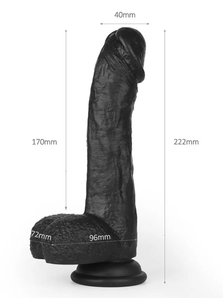 Super Soft Dildo With Warming Black 22,2 cm - Vibruojantis dildo 2 [full]