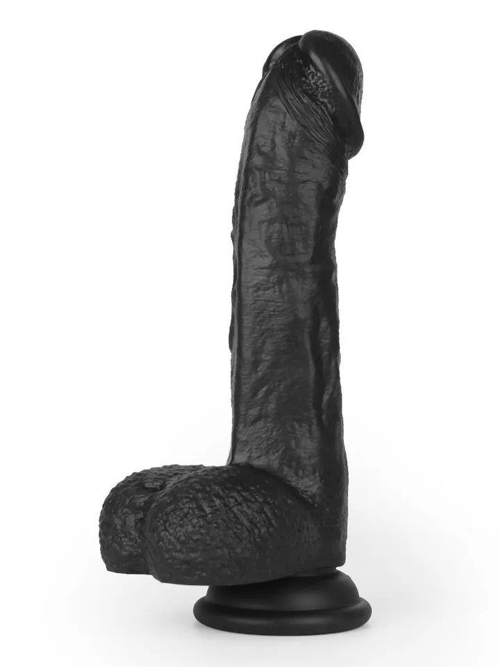Super Soft Dildo With Warming Black 22,2 cm - Vibruojantis dildo 4 [full]