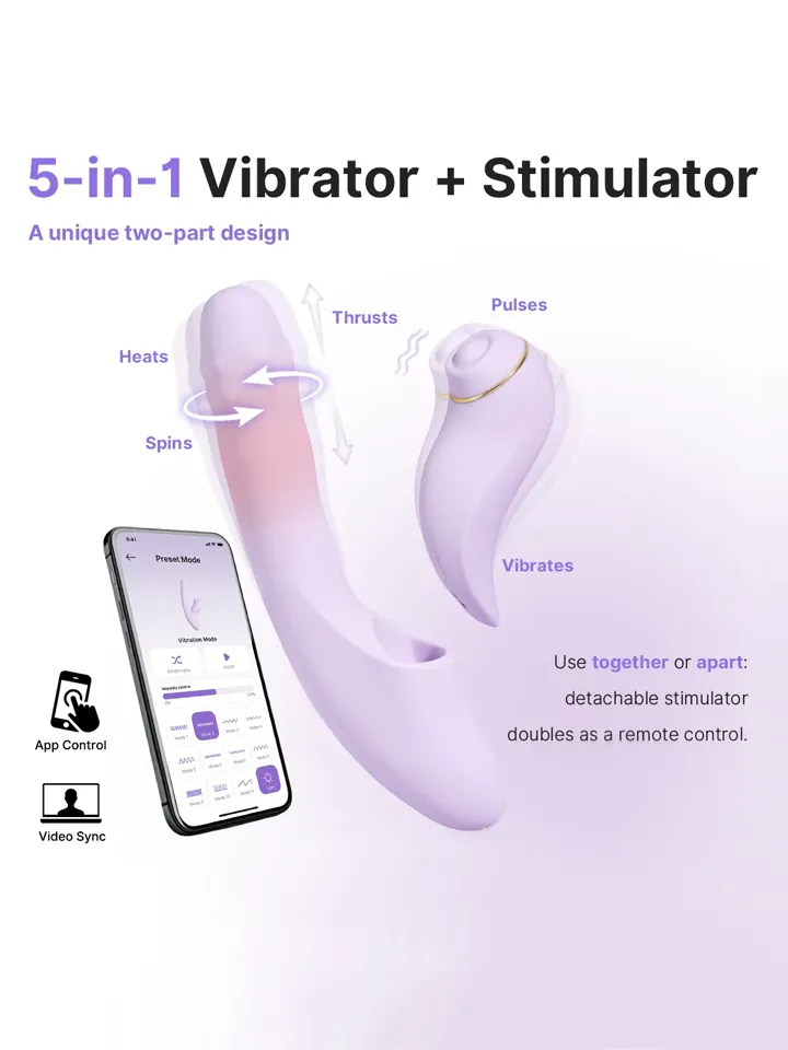 Svakom Duo Glow Thrusting Beaded Vibrator With App - Šildymo triušio vibratorius 1 [full]